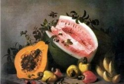 关于吃瓜的油画,吃瓜时光的悠闲描绘